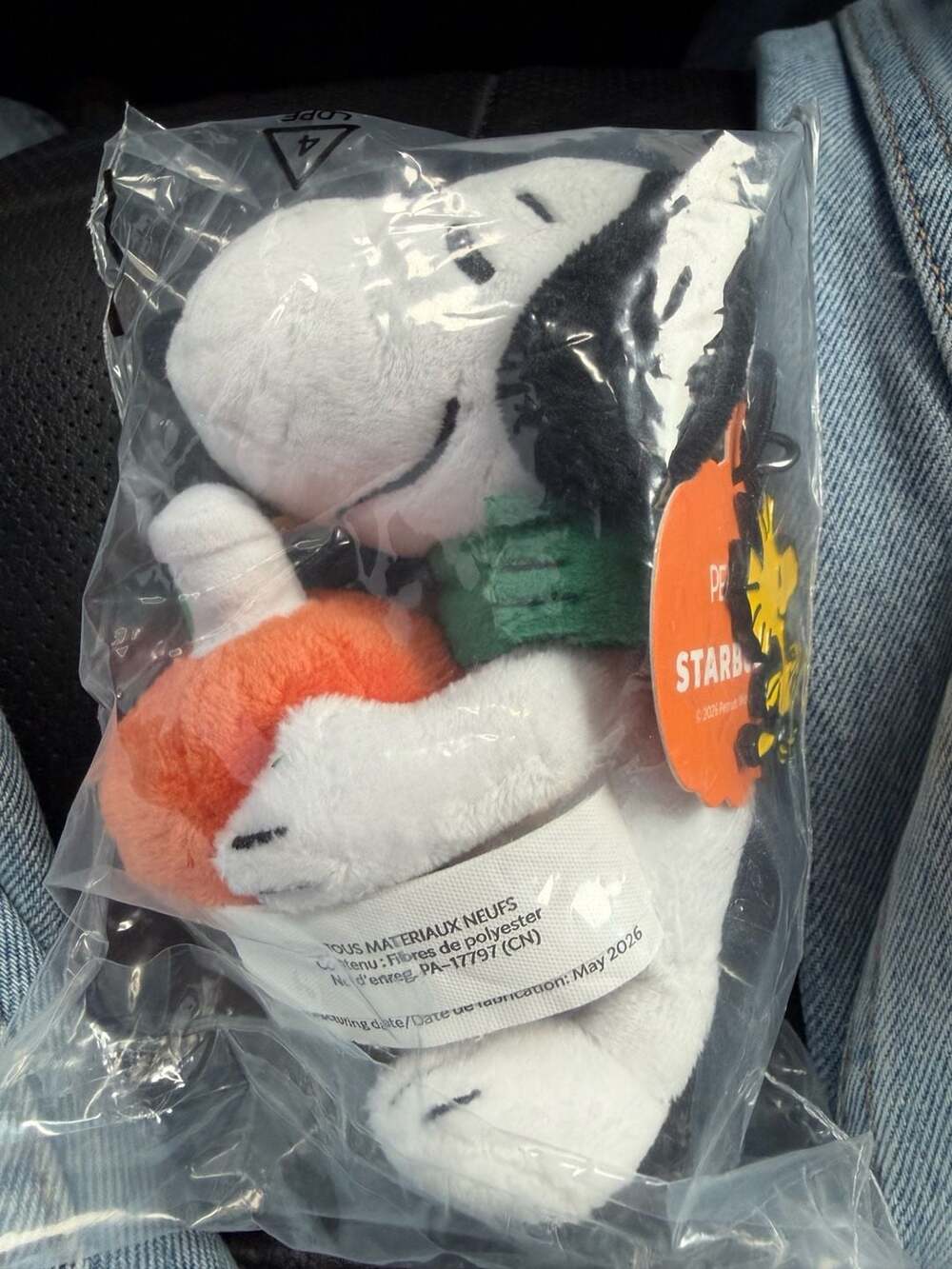Starbucks Peanuts Snoopy Pumpkin Plush Keychain